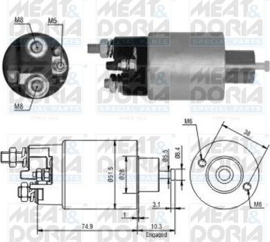 Втягивающее реле стартера Meat & Doria для Renault Master II 1998-2001. Артикул 46099