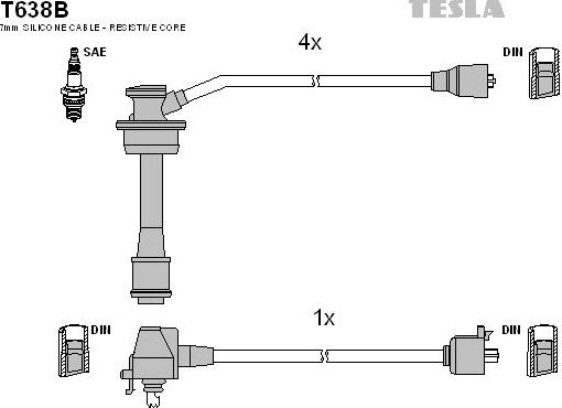 Высоковольтные провода (провода зажигания) (комплект) Tesla. Артикул T638B
