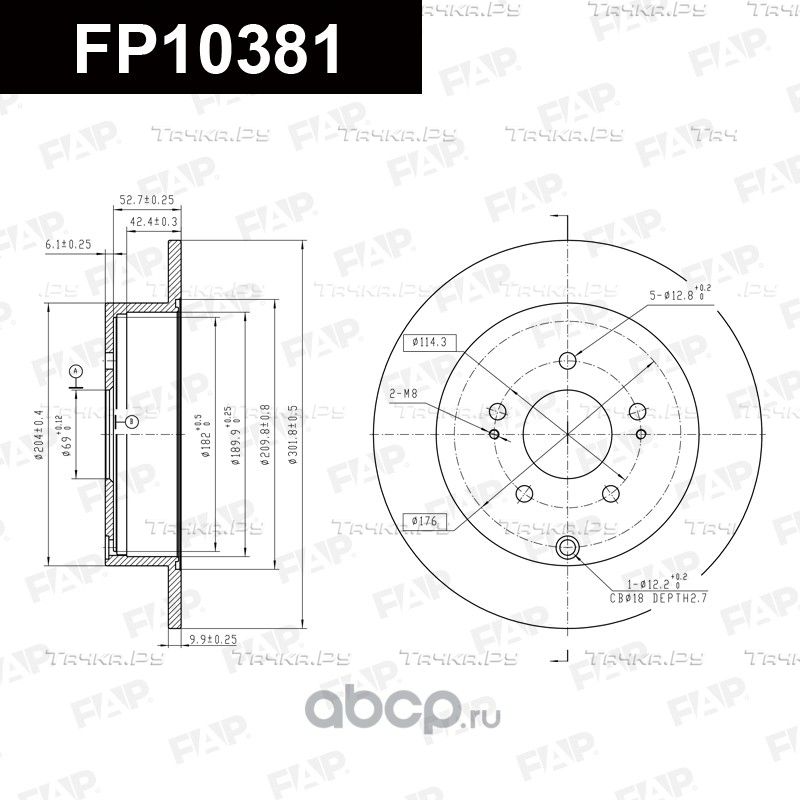 FP10381 ДИСК ТОРМОЗНОЙ (FAP). Артикул FP10381