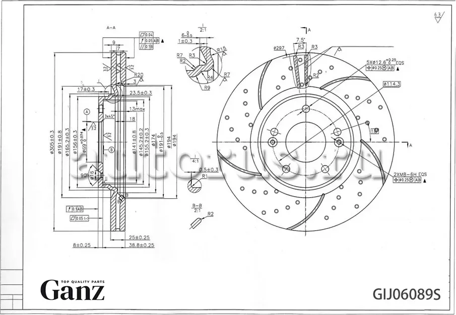 Диск тормозной передний перфорированный PRO-Line с покрытием HYUNDAI/KIA GANZ GI Ganz. Артикул GIJ06089S
