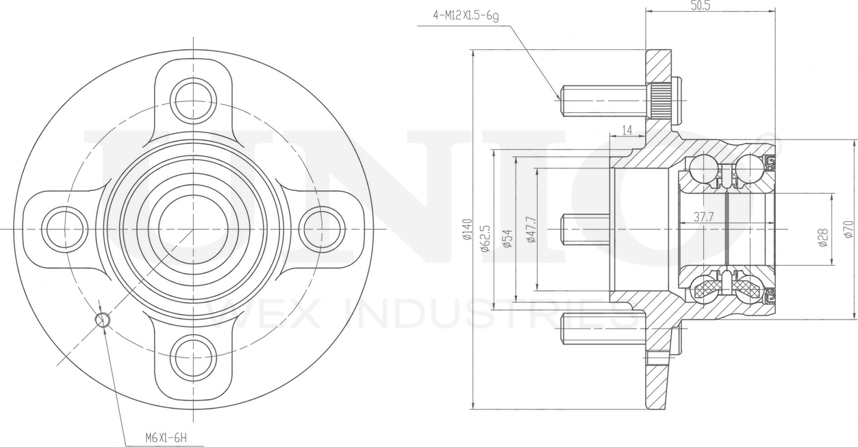 Ступица колеса с интегрированным подшипником (Unio). Артикул HUB-20017