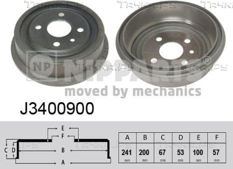 Тормозной барабан Nipparts задний для Daewoo Rezzo 2000-2008. Артикул J3400900