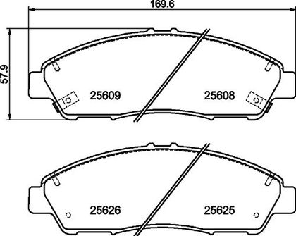 Тормозные колодки Nisshinbo передние для Honda Pilot III 2017-2024. Артикул NP8034