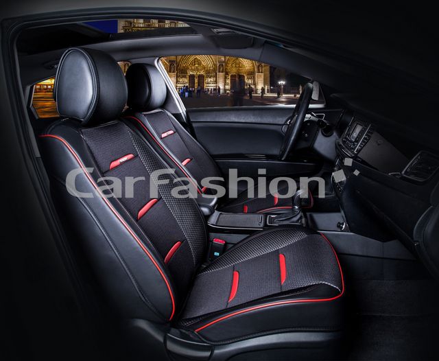 Накидки универсальные CarFashion Business на передние сидения авто, цвет Черный/Черный/Красный. Артикул 21445