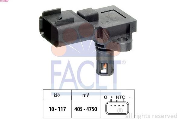 Датчик абсолютного давления (ДАД, MAP) Facet Made in Italy - OE Equivalent для Mazda 2 I (DY) 2003-2007. Артикул 10.3097