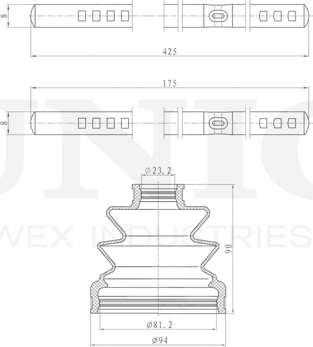 Пыльник ШРУС, комплект (Unio). Артикул DUC-30098K