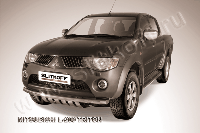 Защита Slitkoff переднего бампера d57 для Mitsubishi L200 IV Triton 2006-2015. Артикул ML010