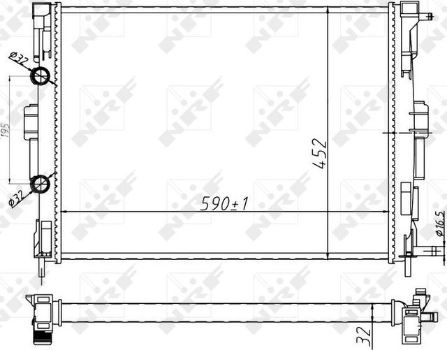 Радиатор охлаждения двигателя NRF (алюминий). Артикул 58329A