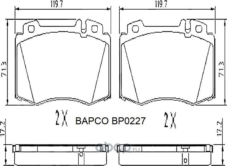 Колодки тормозные дисковые BP0227, (Bapco) Bapco. Артикул BP0227