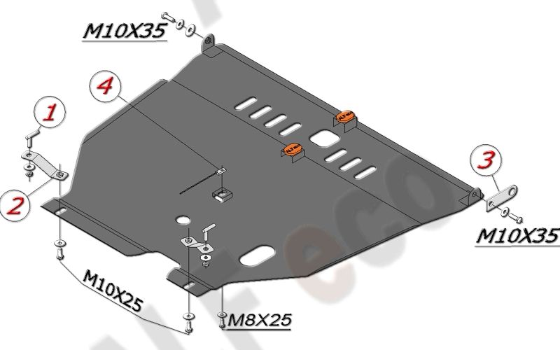 Защита алюминиевая Alfeco для картера и АКПП Nissan Maxima A33 1999-2003. Артикул ALF.15.30 AL4