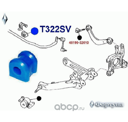 Втулка стабилизатора задней подвески 19мм (Фортуна). Артикул T322SV