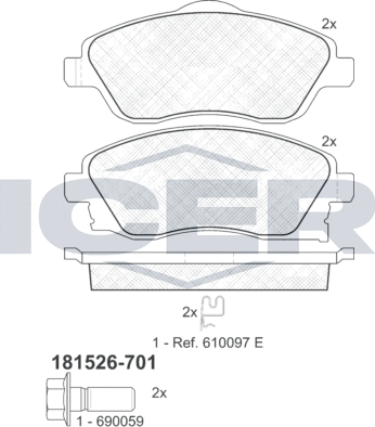 Тормозные колодки Icer передние для Opel Combo C 2001-2012. Артикул 181526-701