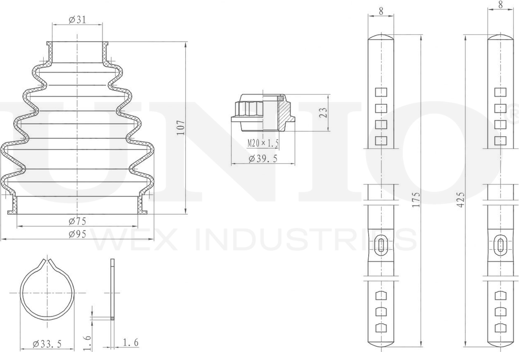 Пыльник ШРУС, комплект (Unio). Артикул DUC-30112K