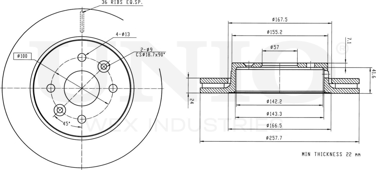 Диск тормозной (Unio). Артикул BRD-20067