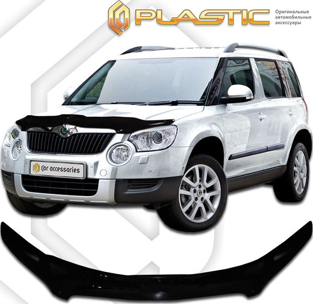 Дефлектор СА Пластик для капота (Classic черный) Skoda Yeti 2009-2013. Артикул 2010010105174