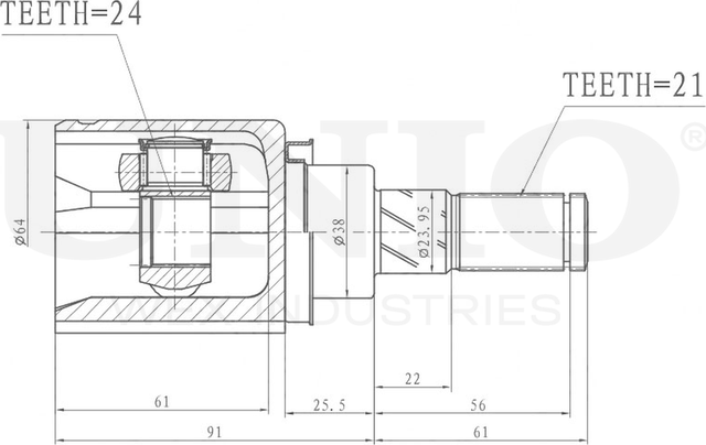 ШРУС внутренний (Unio). Артикул CVJ-30173