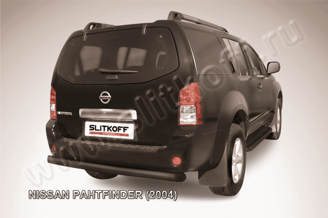 Защита Slitkoff заднего бампера d76 ЧЕРНАЯ матовая для Nissan Pathfinder R51 2004-2010. Артикул NIP011B