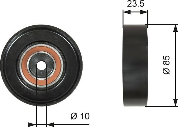 Направляющий (ведущий) ролик приводного поликлинового ремня Gates (Металл). Артикул T36274