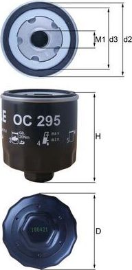 Масляный фильтр Mahle-Knecht для Volkswagen Polo V 2009-2014. Артикул OC 295