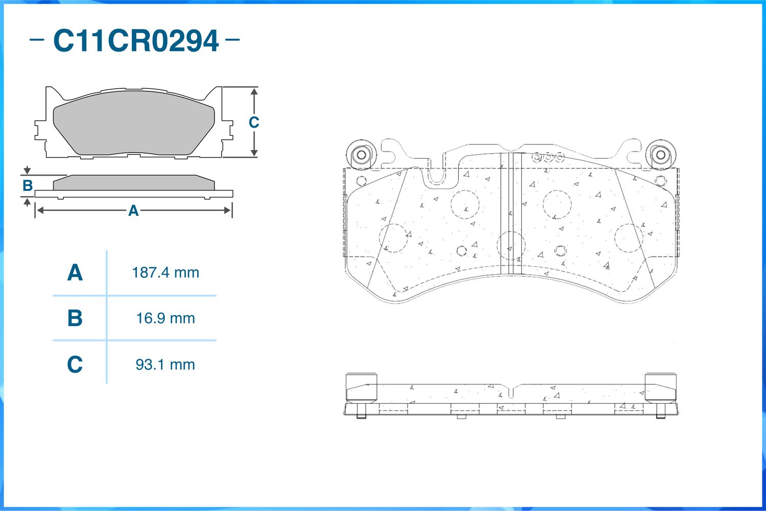Колодки тормозные передние (Low Metallic) (Cworks). Артикул C11CR0294