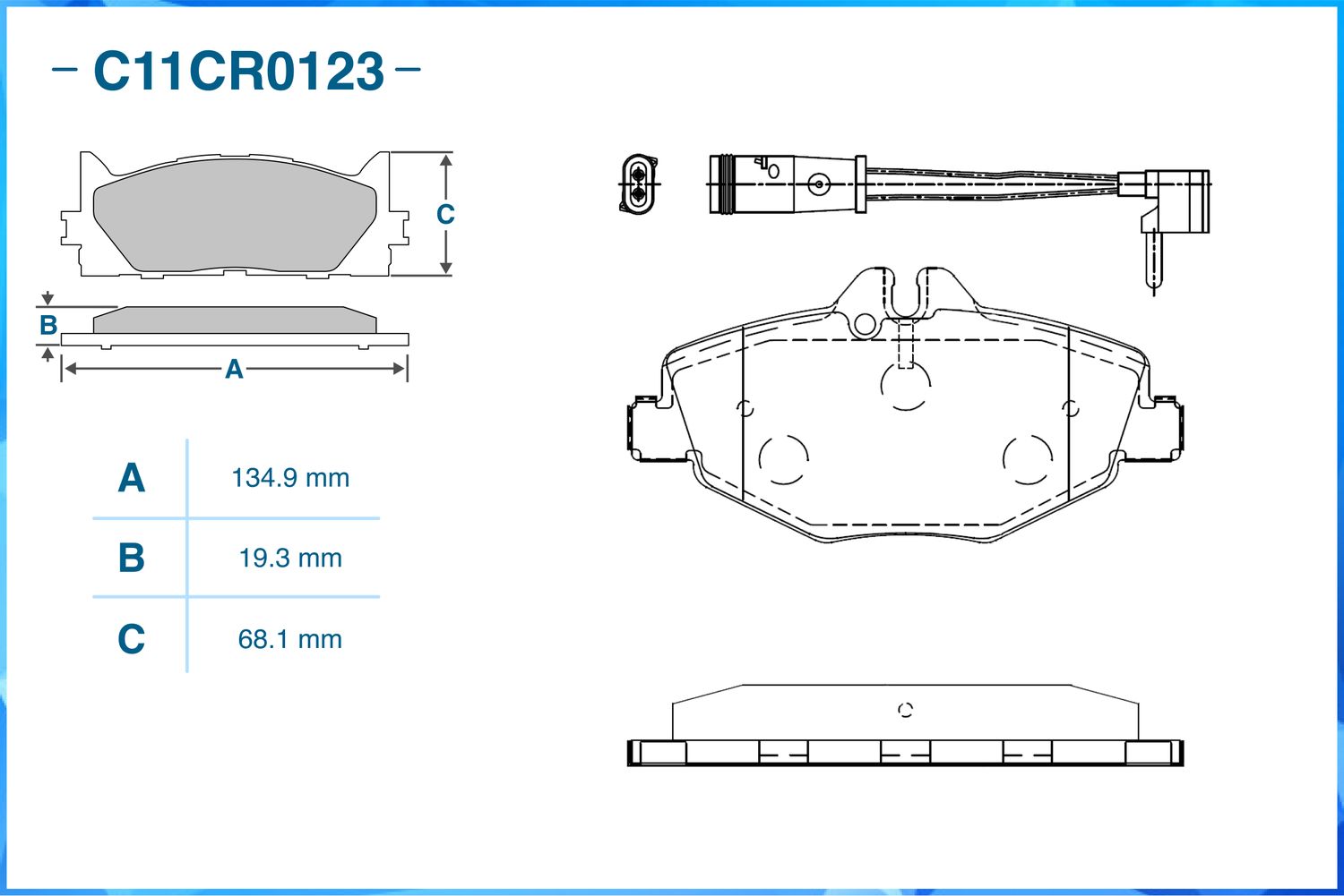 Колодки тормозные передние (Low Metallic) (Cworks). Артикул C11CR0123