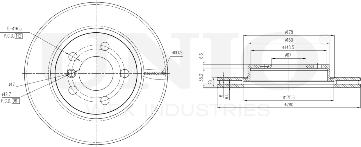 Диск тормозной (Unio). Артикул BRD-20570