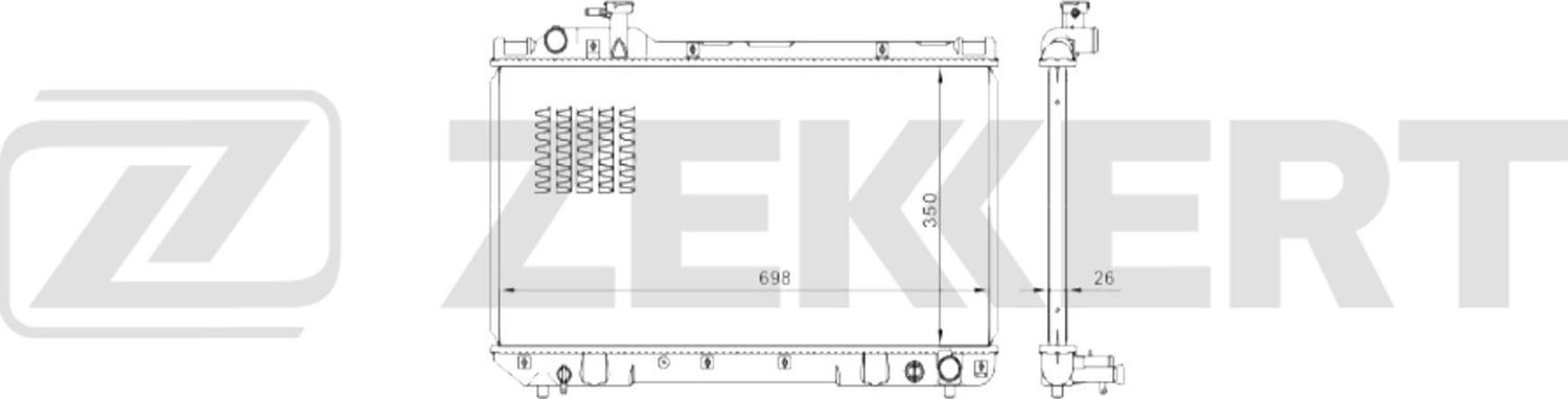Радиатор охлаждения двигателя Zekkert (алюминий / пластик). Артикул MK-1632