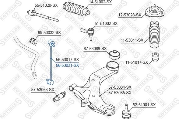 Стойка (тяга) стабилизатора Stellox. Артикул 56-53031-SX
