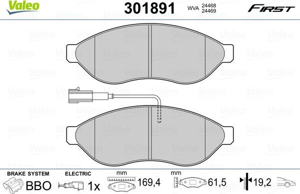 Тормозные колодки Valeo First. Артикул 301891