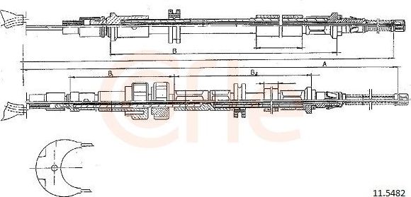 Трос ручника (тросик ручного тормоза) Cofle задний для Ford Sierra I 1982-1993. Артикул 11.5482