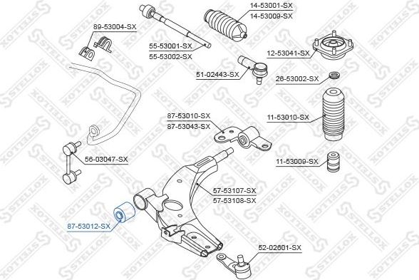 Сайлентблок переднего рычага подвески Stellox. Артикул 87-53012-SX