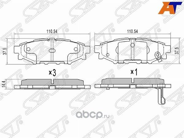 Колодки тормозные RR SUBARU IMPREZA GR 07- FORESTE (SAT). Артикул ST26696AG030