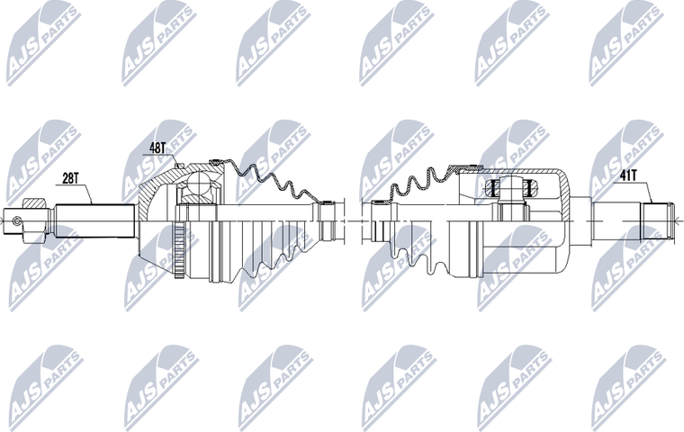 Полуось (привод в сборе, приводной вал) NTY. Артикул NPW-FR-062