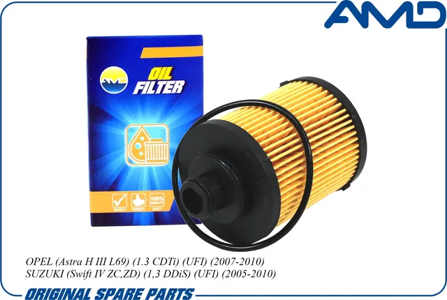 Фильтр масляный OPEL ASTRA H/CORSA D/SUZUKI SWIFT/FIAT PANDA 1.3 CDTI (AMD). Артикул AMD.FL397