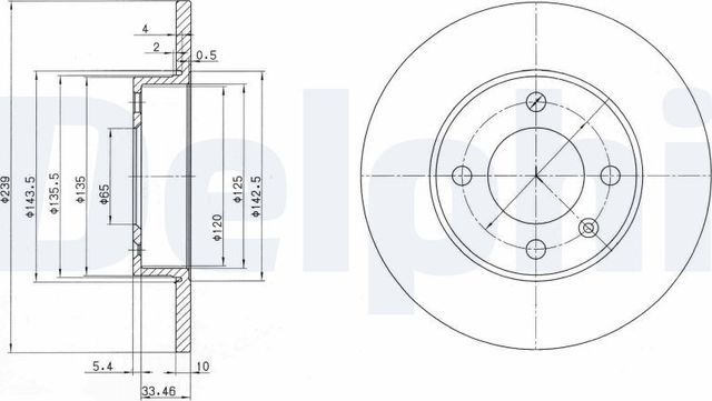Тормозной диск Delphi передний для Audi 80 II (B1) 1972-1978. Артикул BG2117