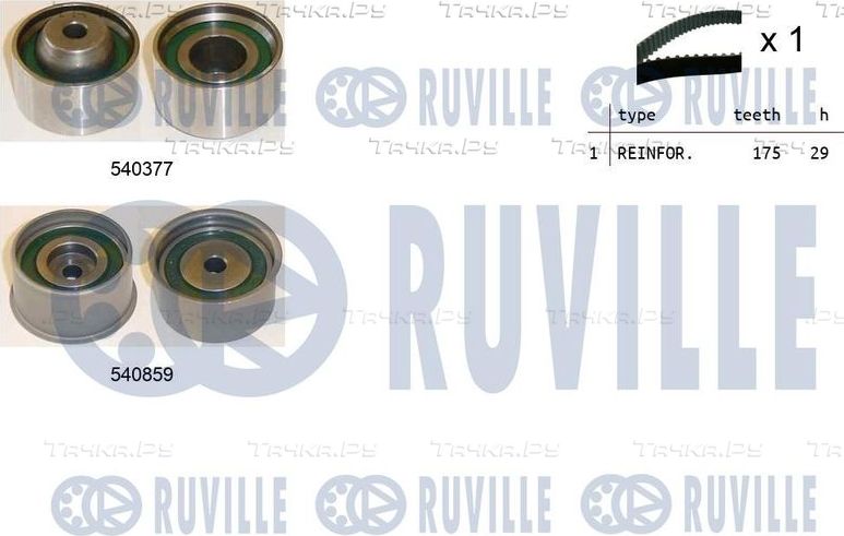 Ремень ГРМ с роликами (комплект) Ruville для Hyundai Sonata IV (EF) 1998-2001. Артикул 550405