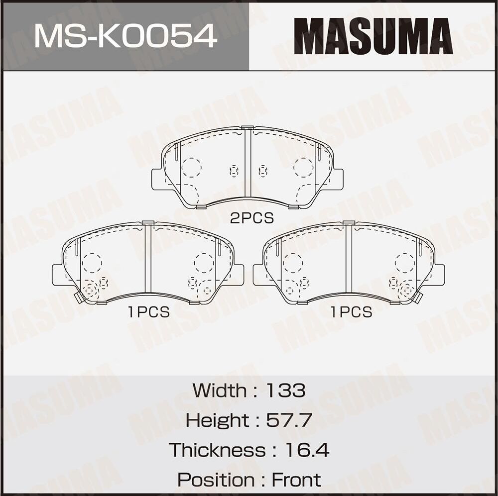 Колодки дисковые MASUMA, P30122 front (1/12) Masuma. Артикул MSK0054