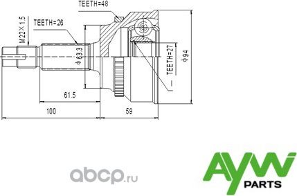 Шрус Внешний TOYOTA Estima/Previa 2.4 00 (Aywiparts). Артикул AW1510038A