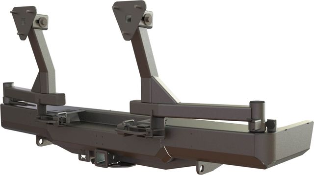 Бампер силовой задний STC для Toyota Land Cruiser 78 2007-2026 с квадратом под фаркоп, 2-мя кронштейнами крепления запасного колеса. Артикул STC-TLC78/07-BR-C2C3