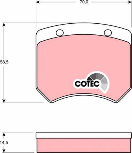 Тормозные колодки TRW COTEC передние для Austin Mini 1969-1974. Артикул GDB973
