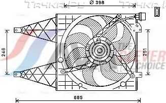 Вентилятор радиатора двигателя AVA для SEAT Toledo IV 2012-2019. Артикул VN7532