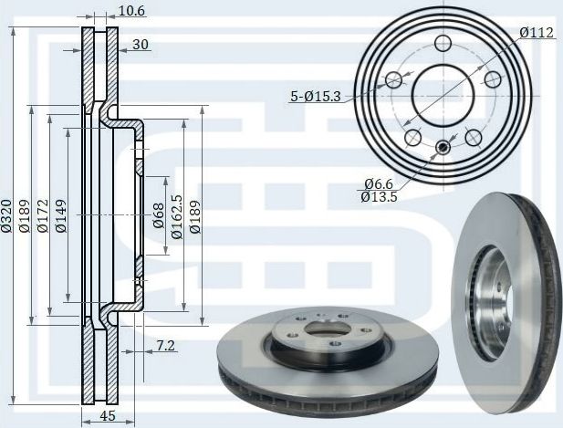 Диск тормозной передний (Starke). Артикул 173927