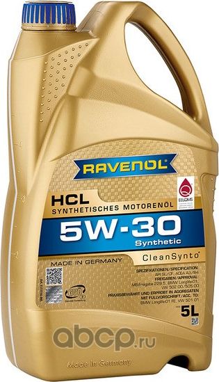 RAVENOL HCL SAE 5W-30 Масло моторное синтет. 5L. Артикул 1111118005