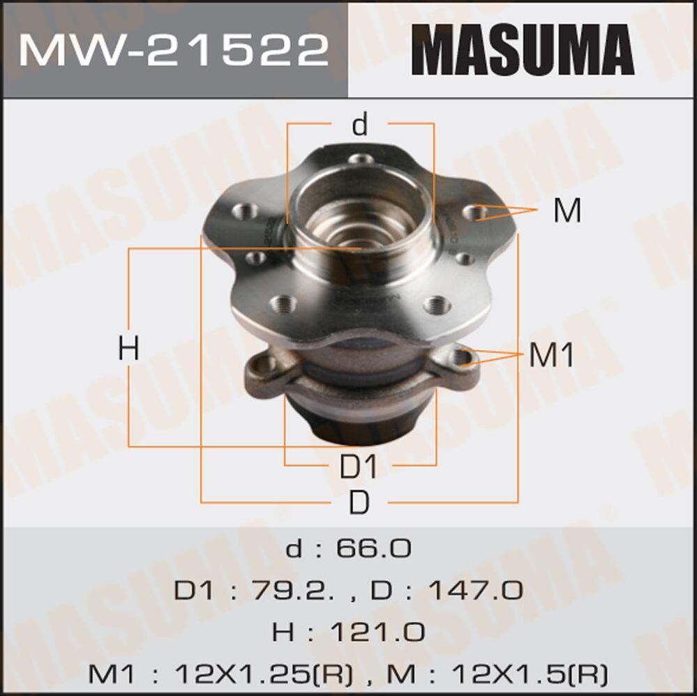 Ступица колеса с интегрированным подшипником Masuma. Артикул MW-21522