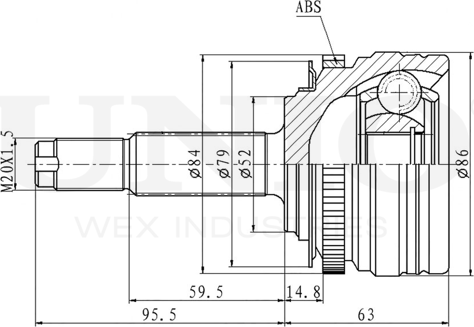 ШРУС наружный (Unio). Артикул CVJ-20164