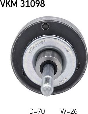Направляющий (ведущий) ролик приводного поликлинового ремня SKF верхний для SEAT Ibiza IV 2009-2015. Артикул VKM 31098