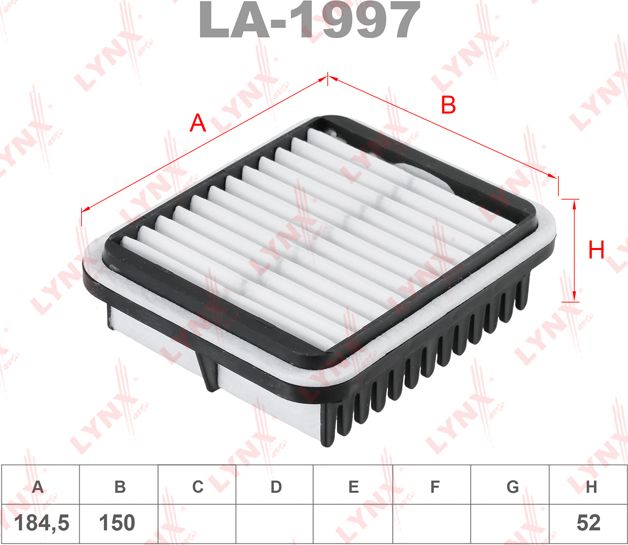 Воздушный фильтр LYNXauto. Артикул LA-1997