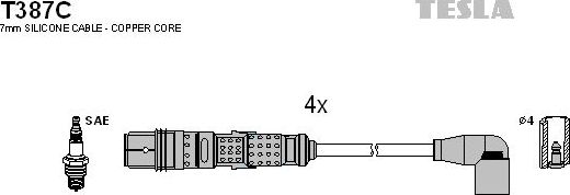 Высоковольтные провода (провода зажигания) (комплект) Tesla для SEAT Cordoba II 2003-2009. Артикул T387C