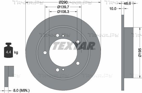 Тормозной диск Textar. Артикул 92237300