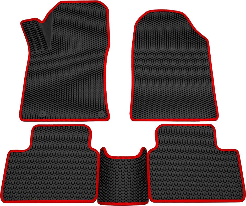 Коврики Rezkon 3D EVA ромб резиновые для салона Kia Ceed III 2018-2026 Красный кант. Артикул 9221005304